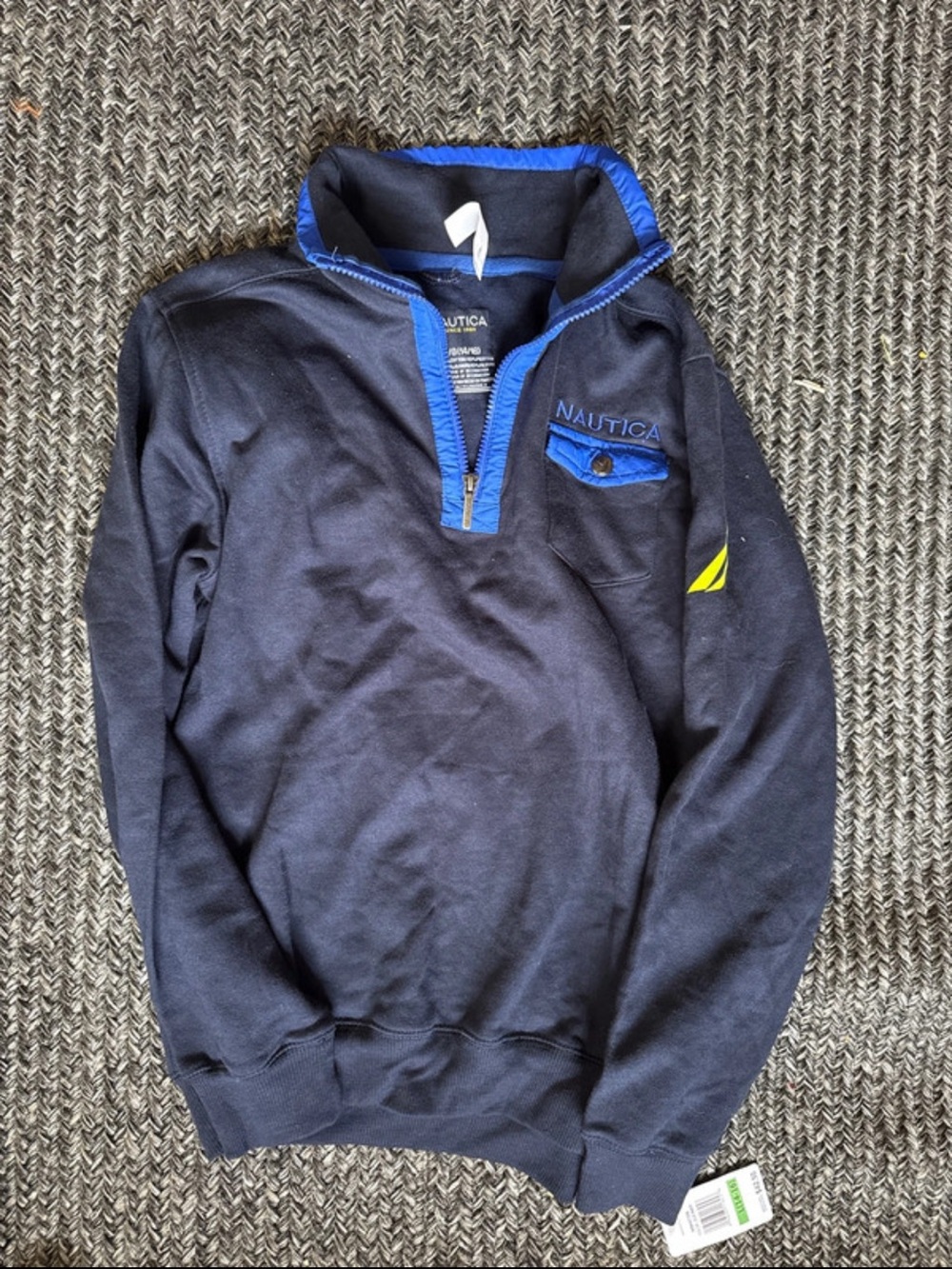 Nautica Navy Half-Zip Pullover with Royal Blue Trim